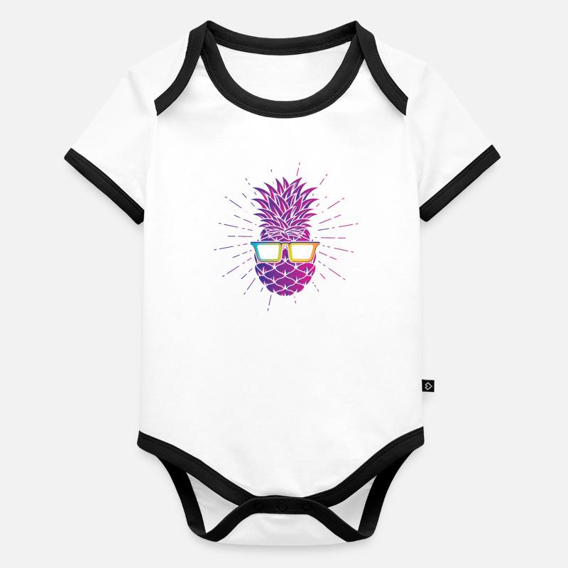 Pineapple Sunglasses Design For Beach Lovers Organic Baby Contrasting Bodysuit