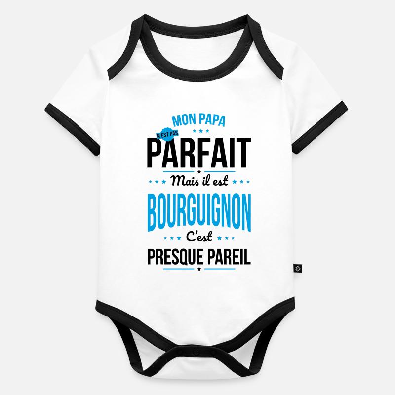 Mon papa n'est pas parfait - Bourguignon Body Bébé bio contrasté manches courtes