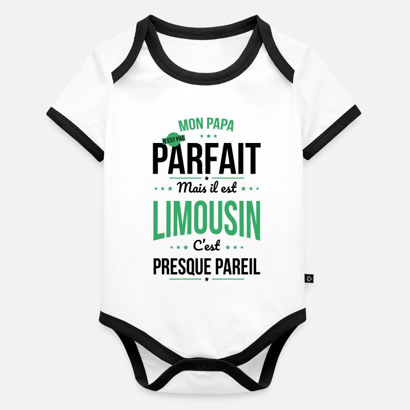 Mon papa n'est pas parfait - Limousin Body Bébé bio contrasté manches courtes