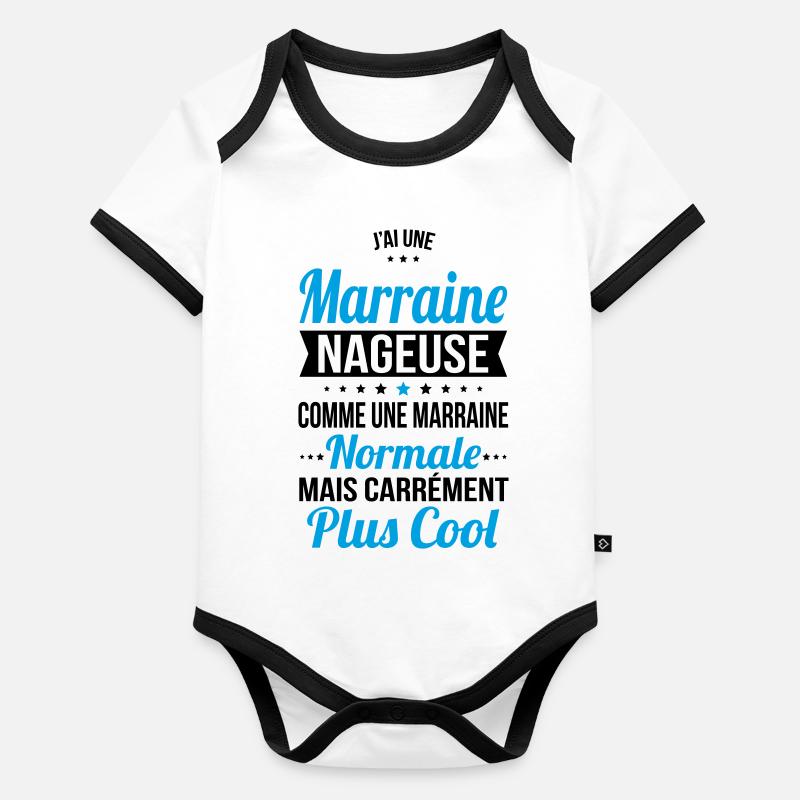 J'ai une marraine nageuse plus cool Body Bébé bio contrasté manches courtes