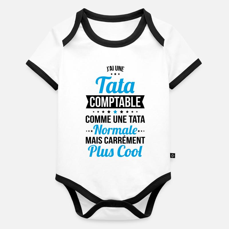 J'ai une tata comptable plus cool Body Bébé bio contrasté manches courtes
