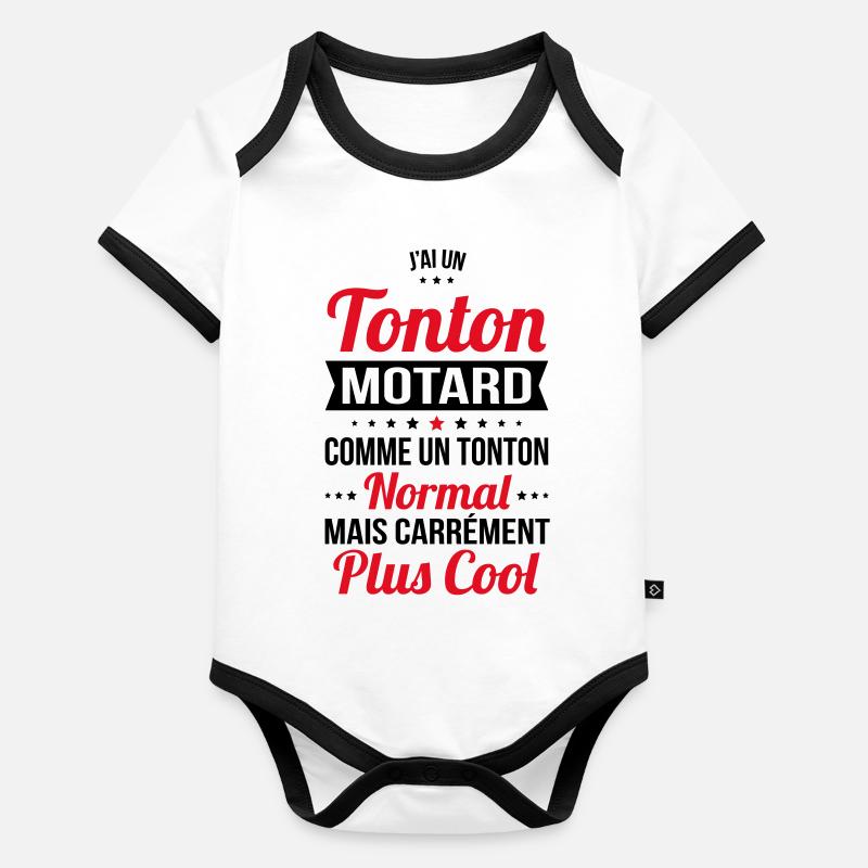 J'ai un tonton motard plus cool Body Bébé bio contrasté manches courtes