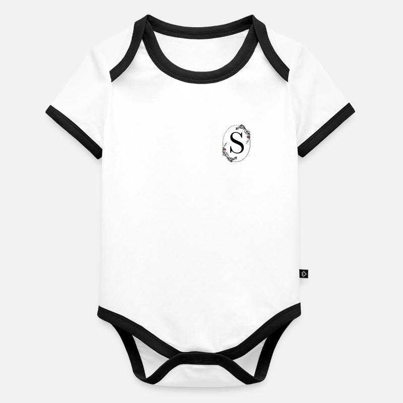 Lettre S Body Bébé bio contrasté manches courtes