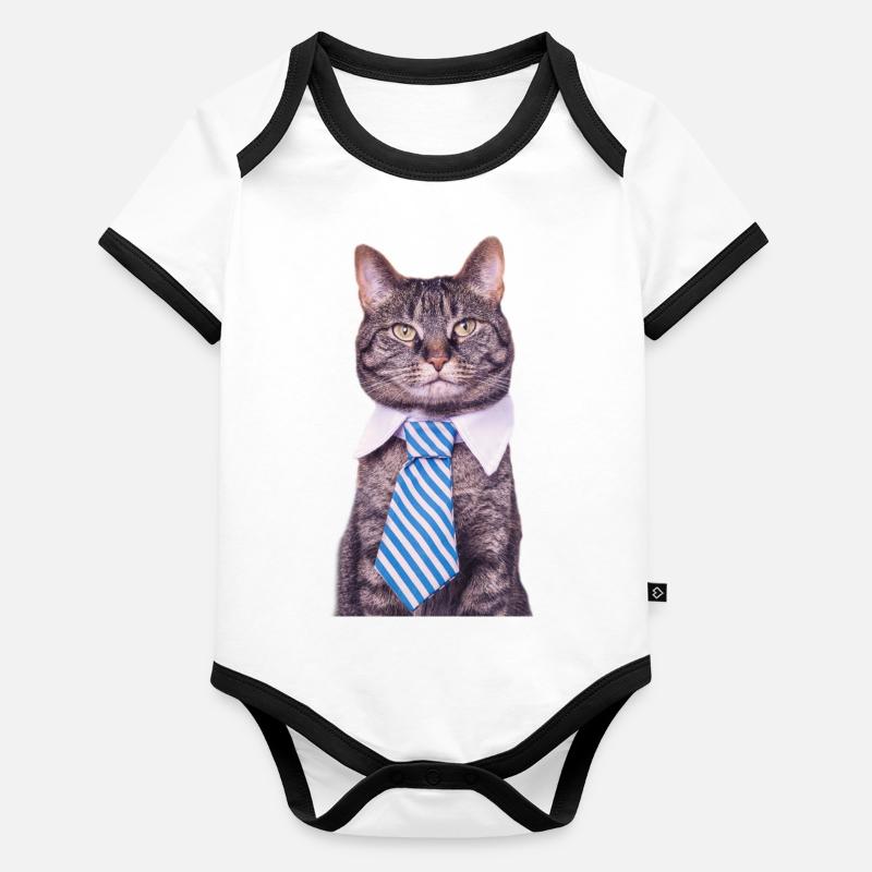 Chat de bureau Body Bébé bio contrasté manches courtes