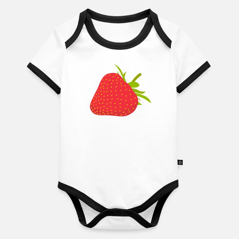 Fraise Body Bébé bio contrasté manches courtes