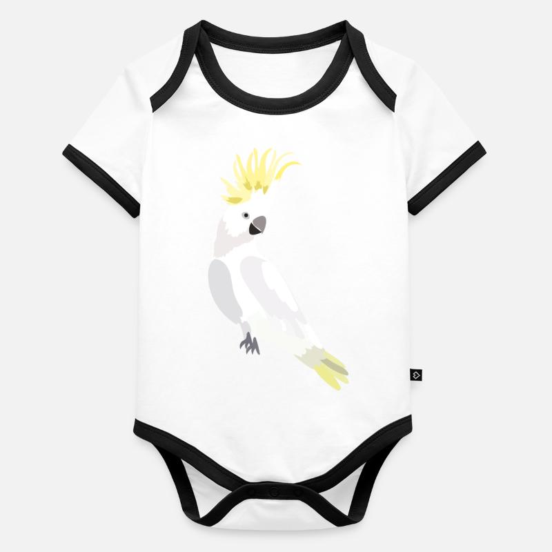 Perroquet cacatoès blanc Body Bébé bio contrasté manches courtes