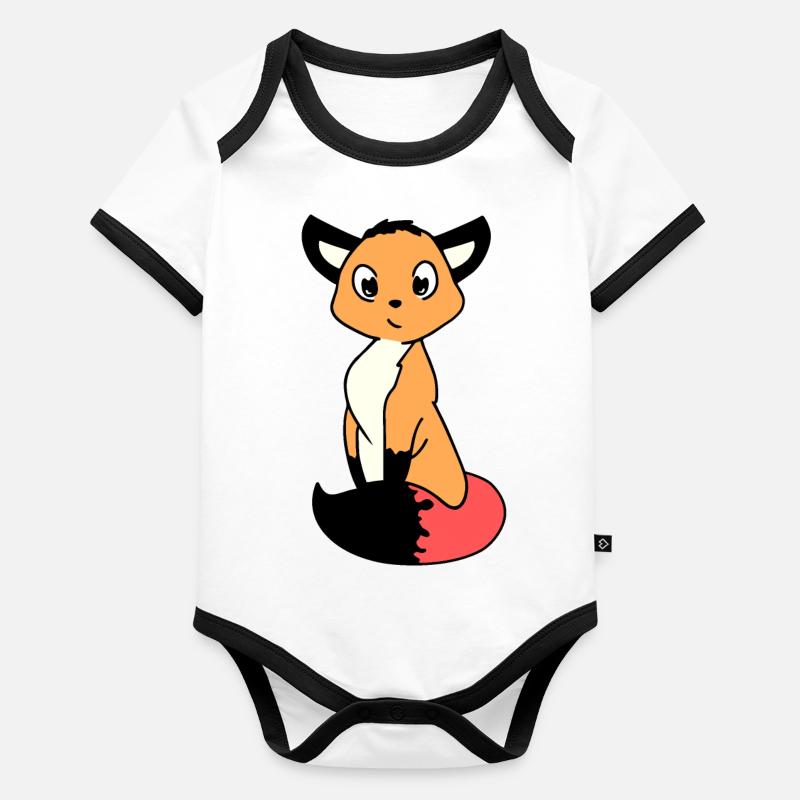 Personnage mignon de Ink Fox Body Bébé bio contrasté manches courtes