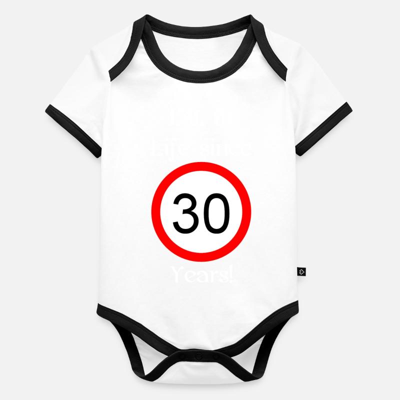 est i l 30 script white engl Organic Baby Contrasting Bodysuit