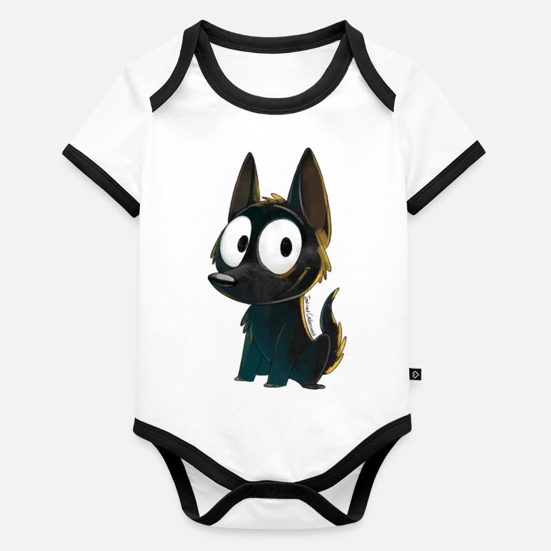 Schwarzer Kelpie Baby Bio-Kurzarm-Kontrastbody