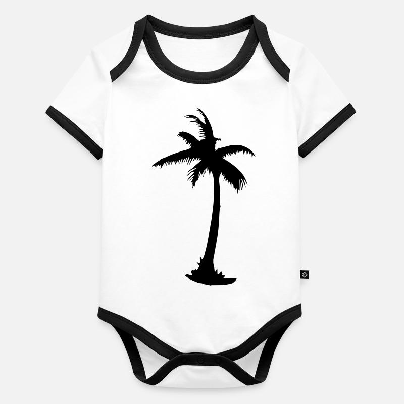 Tropisches Strand Paradies Palmen Sonne Vektor 8 Baby Bio-Kurzarm-Kontrastbody