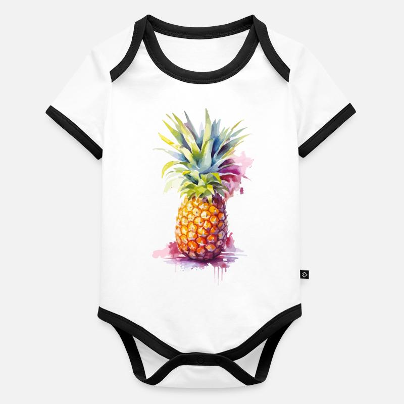 ananas Body Bébé bio contrasté manches courtes