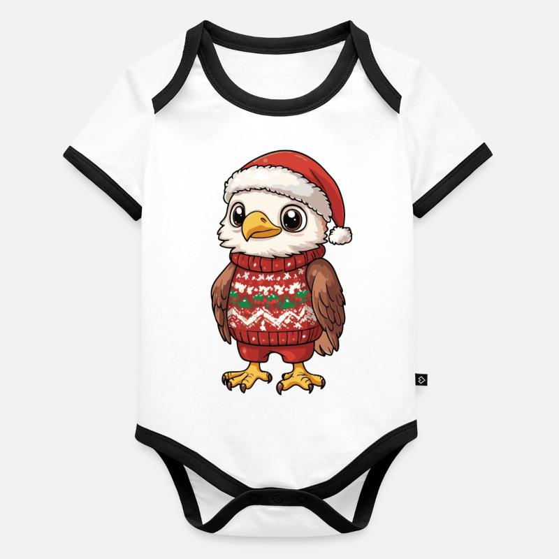 Eagle Christmas Comic Organic Baby Contrasting Bodysuit