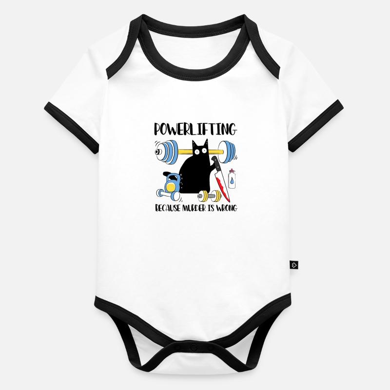 Powerlifting Because Murder Is Wrong Katze Baby Bio-Kurzarm-Kontrastbody