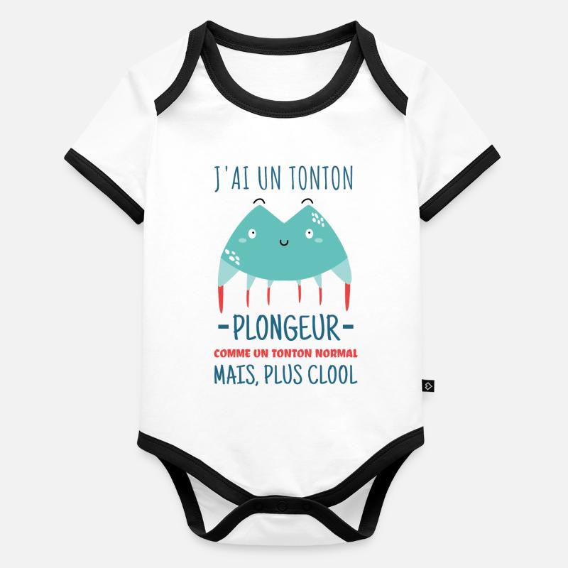 Tonton Plongeur Cool - Body Bébé bio contrasté manches courtes - undefined