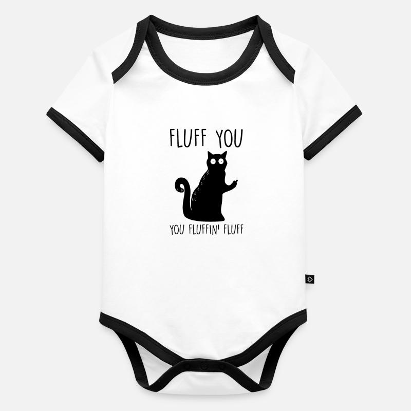 Fluff You Cat Middle Finger Baby Bio-Kurzarm-Kontrastbody