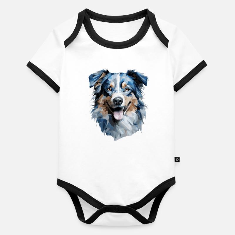Australian Shepherd Polygon Baby Bio-Kurzarm-Kontrastbody