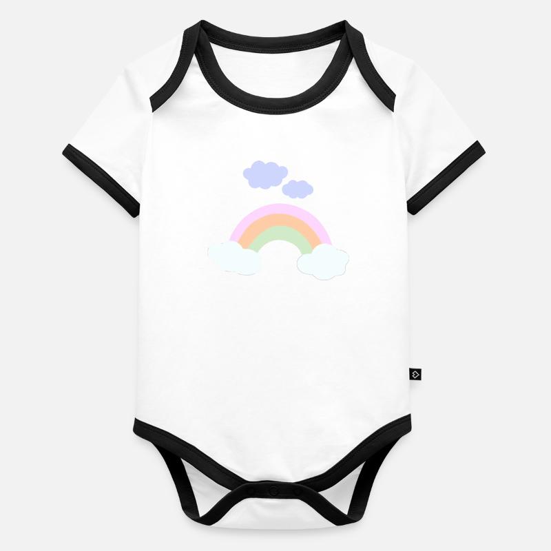 Arc-en-ciel Body Bébé bio contrasté manches courtes