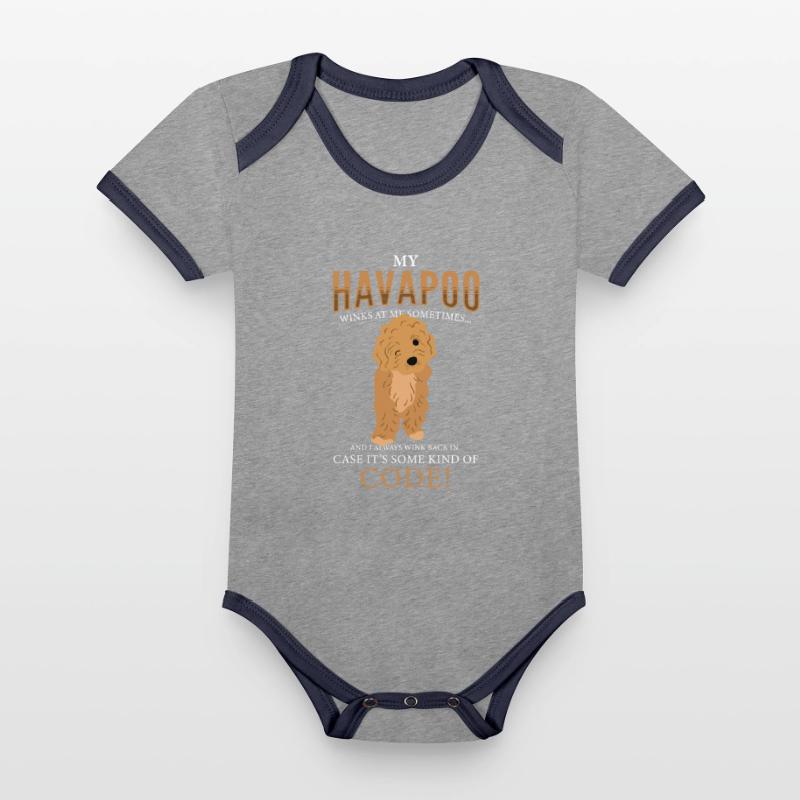 havapoo, havapoo Pudel Mischling, havapoo humor, Baby Bio-Kurzarm-Kontrastbody