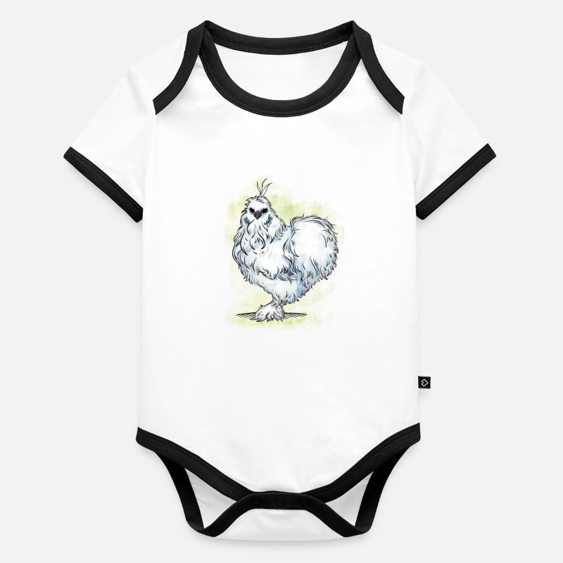 Élevage de poulet nain de race de poulet en soie Body Bébé bio contrasté manches courtes