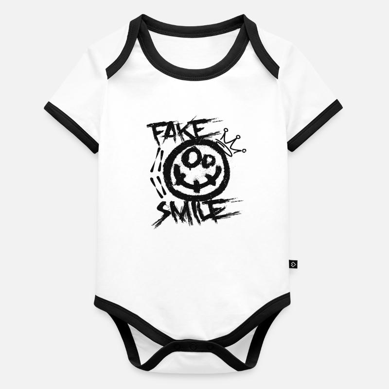 Falsches Lächeln Baby Bio-Kurzarm-Kontrastbody