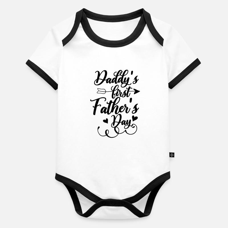 Daddy's First Fathers Day Onesie Organic Baby Contrasting Bodysuit