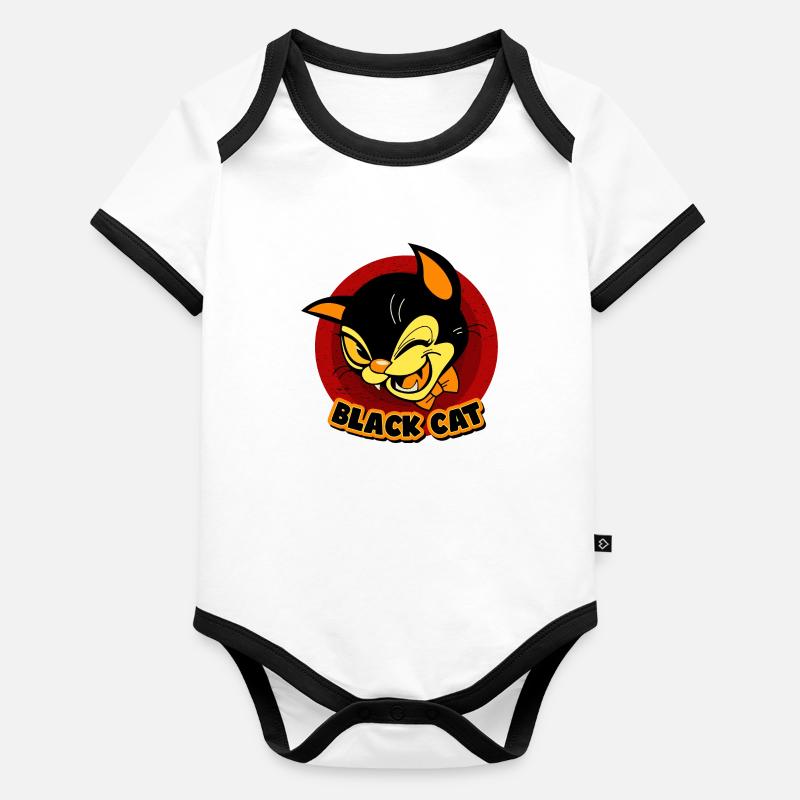 Smart Black Cat Organic Baby Contrasting Bodysuit