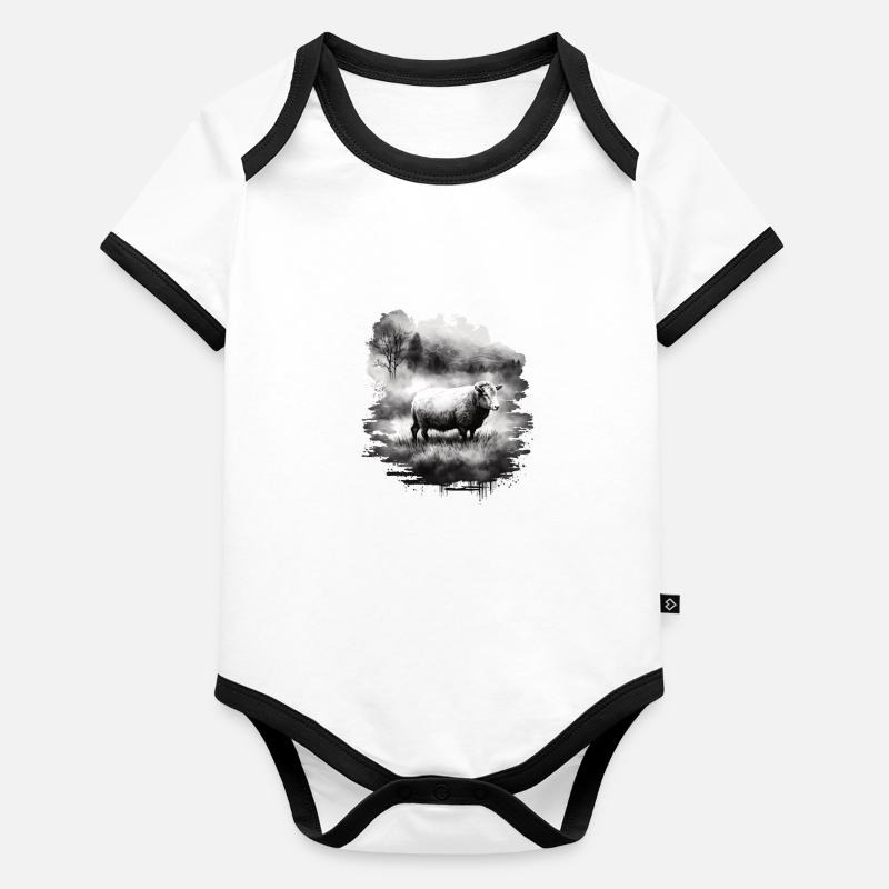 Sheep Landscape Organic Baby Contrasting Bodysuit