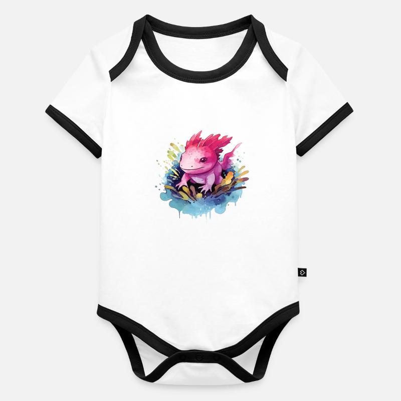 Axolotl coloré - Design mignon pour - Body Bébé bio contrasté manches courtes -