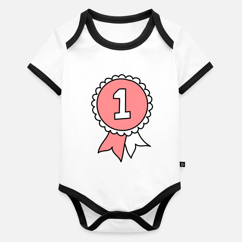 Médaille tricolore, prix Body Bébé bio contrasté manches courtes