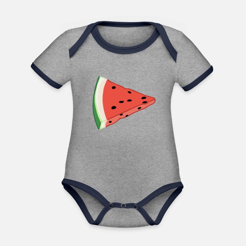 Pastèque - Body Bébé bio contrasté manches courtes - gris chiné/bleu marine
