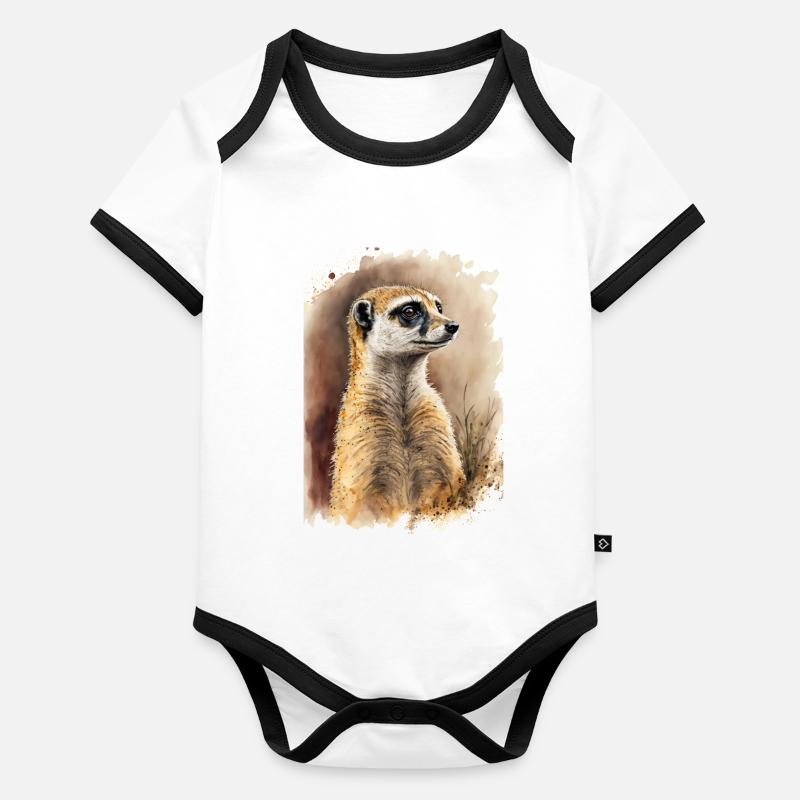 Aquarelles de suricates mignonnes Body Bébé bio contrasté manches courtes
