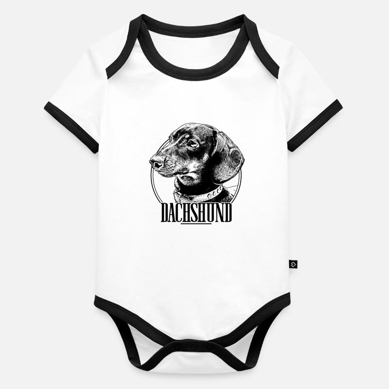 Dachshund Dackel Teckel Body Bébé bio contrasté manches courtes