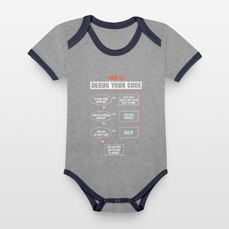 "So debuggen Sie Ihren Code" Funny Programmer Coding Baby Bio-Kurzarm-Kontrastbody