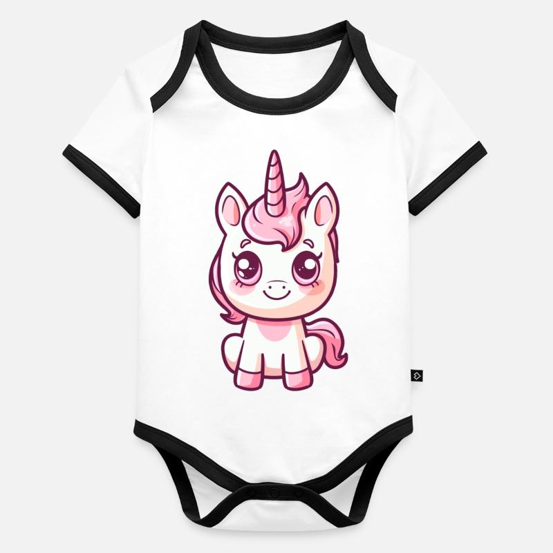 Licorne, créature magique et féérique Body Bébé bio contrasté manches courtes