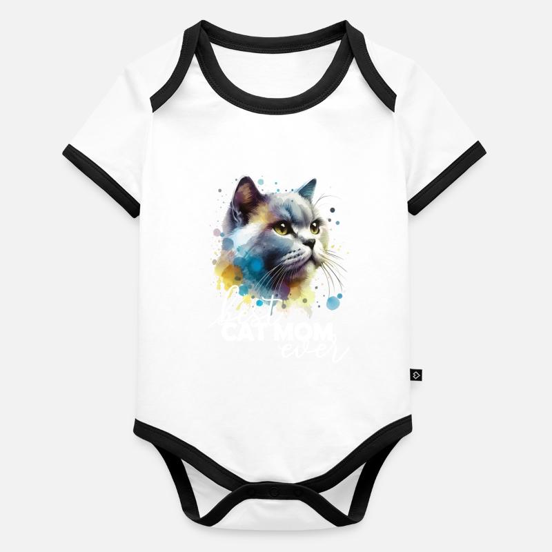 Meilleure Maman De Chat Beste Katzenmama Body Bébé bio contrasté manches courtes