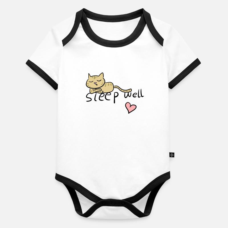 bien dormir chat fatigué Body Bébé bio contrasté manches courtes