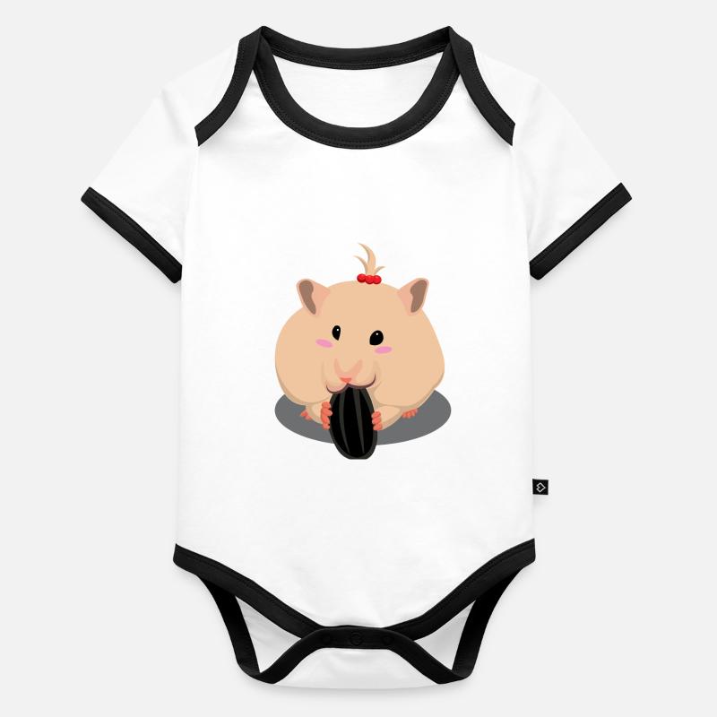 Mignon hamster brun clair manger Body Bébé bio contrasté manches courtes