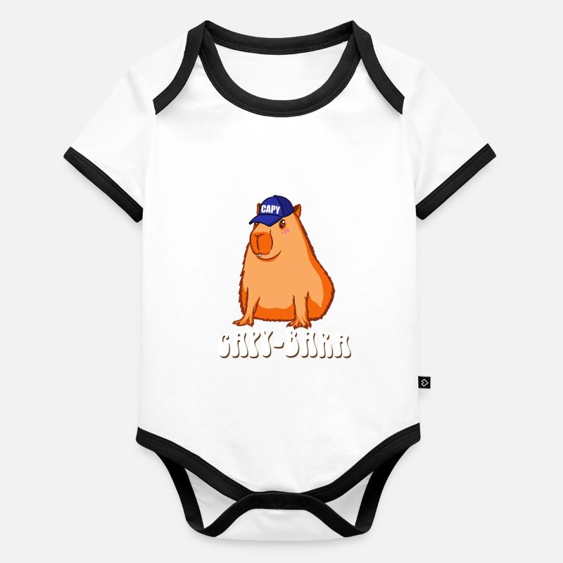 Capybara funny saying Capy Bara Organic Baby Contrasting Bodysuit