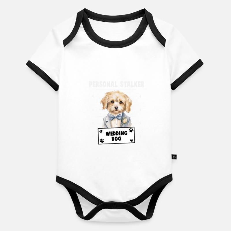 Personal Stalker Wedding Dog Body Bébé bio contrasté manches courtes