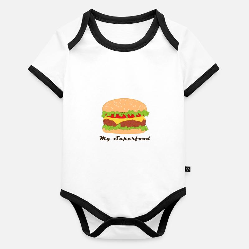 Comic Hamburger avec slogan Body Bébé bio contrasté manches courtes