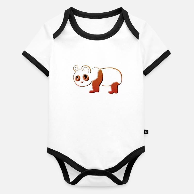 roter Panda Bär Tier Glitzer rot Baby Bio-Kurzarm-Kontrastbody