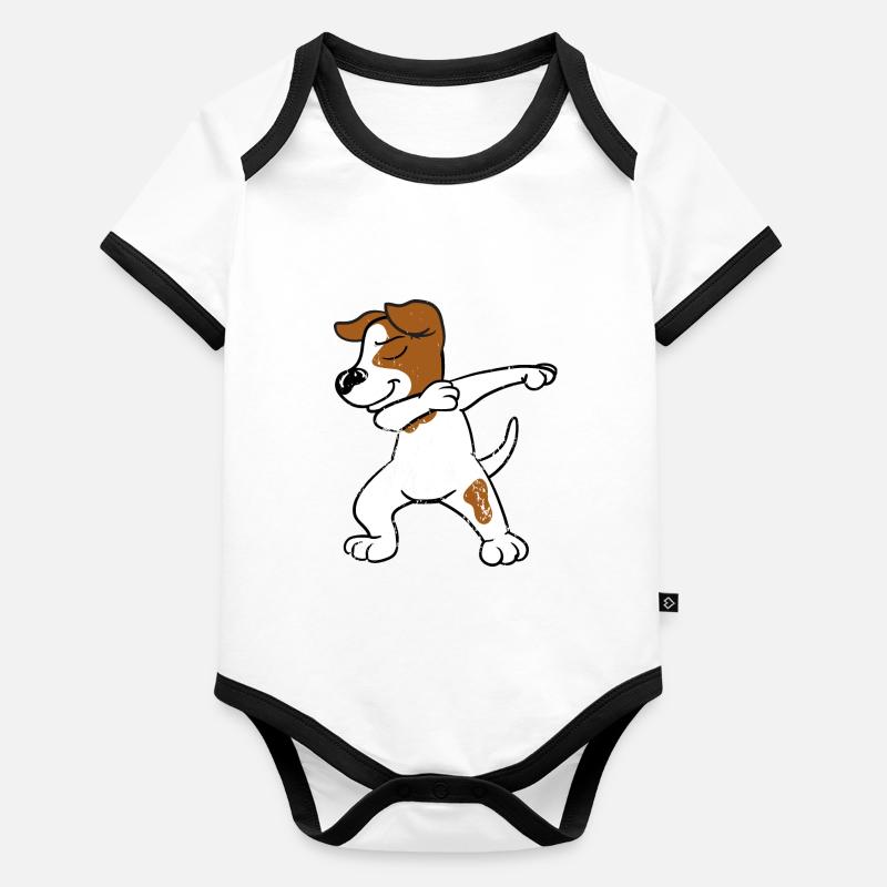 Vintage Vintage Dabbing Dab Jack Russell Terrier Body Bébé bio contrasté manches courtes