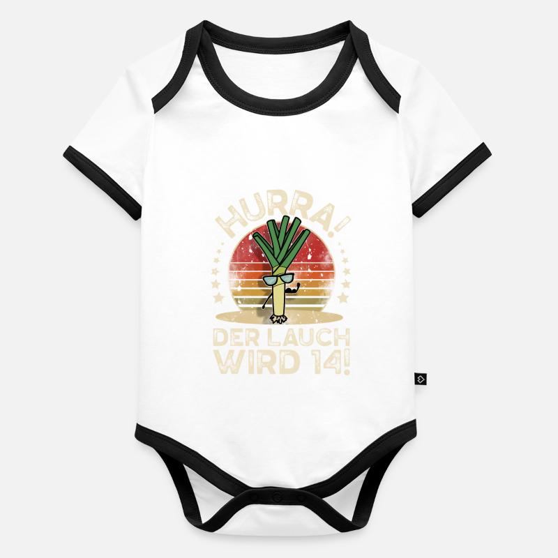 14. Geburtstag Hurra Der Lauch Wird 14 Baby Bio-Kurzarm-Kontrastbody