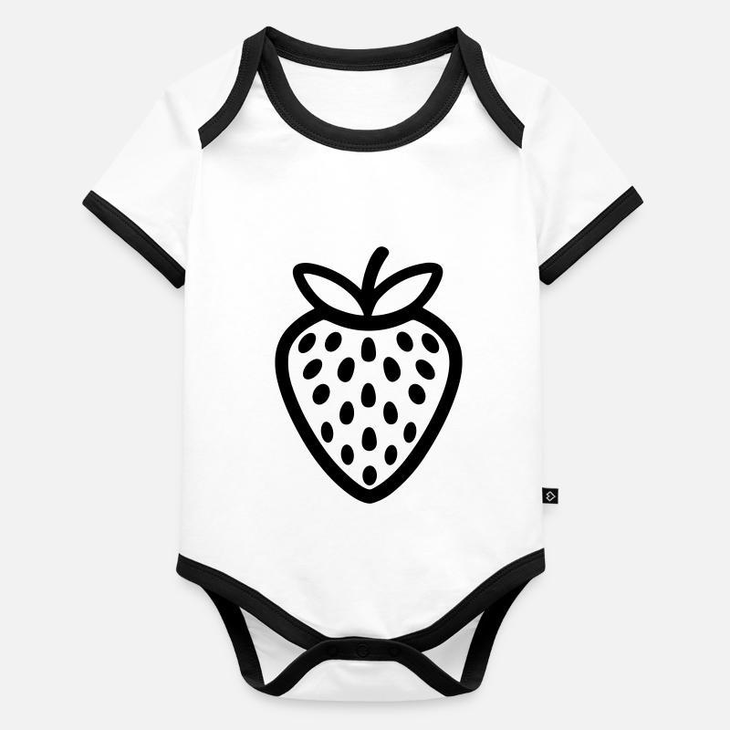 fraise Body Bébé bio contrasté manches courtes