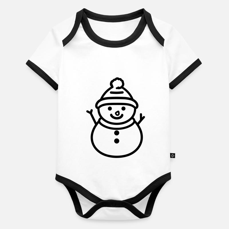 Bonhomme de neige Body Bébé bio contrasté manches courtes