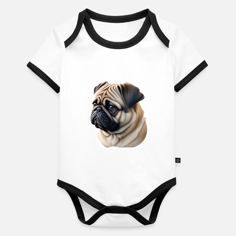 Mops Baby Bio-Kurzarm-Kontrastbody