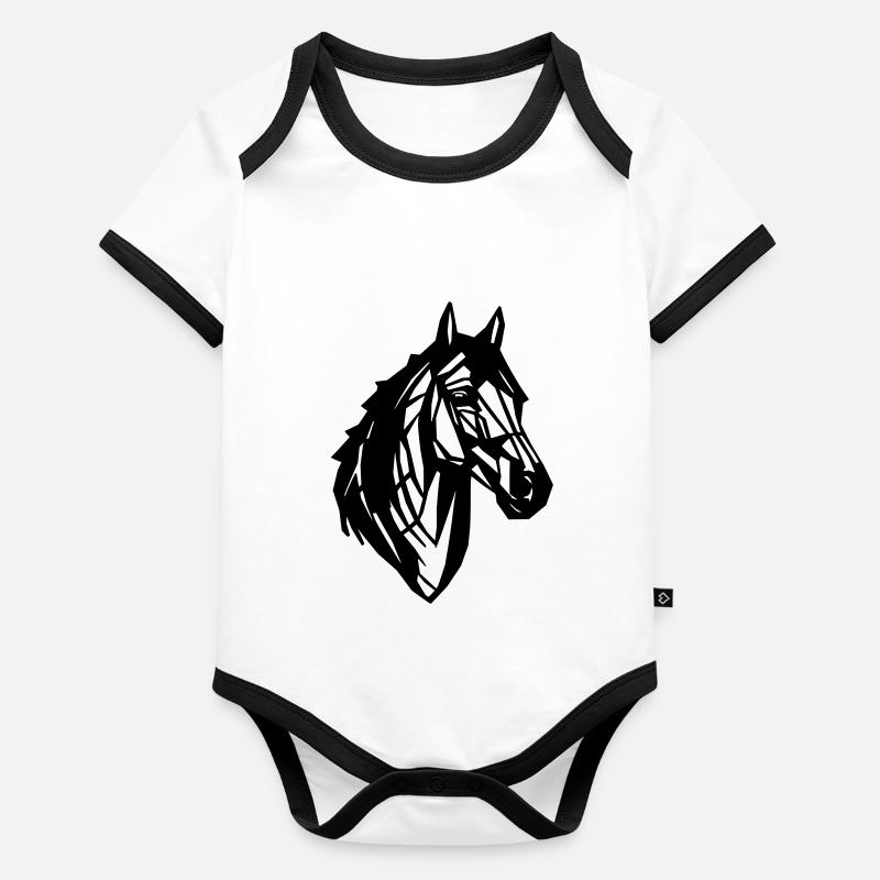 Cheval de conception - dessin vectoriel Body Bébé bio contrasté manches courtes