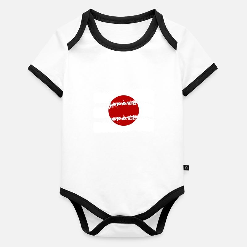 Drapeau du Japon Look Usé Nihon Drapeau Japonais Body Bébé bio contrasté manches courtes