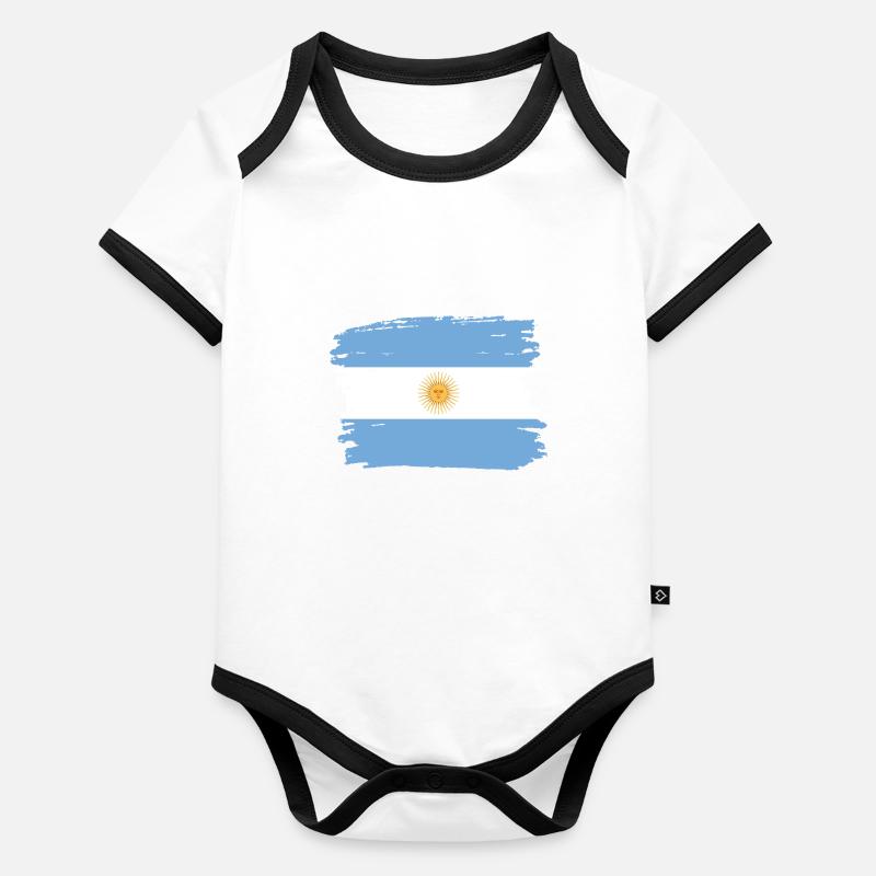 Drapeau de l’Argentine Amérique du Sud Drapeau argentin Body Bébé bio contrasté manches courtes