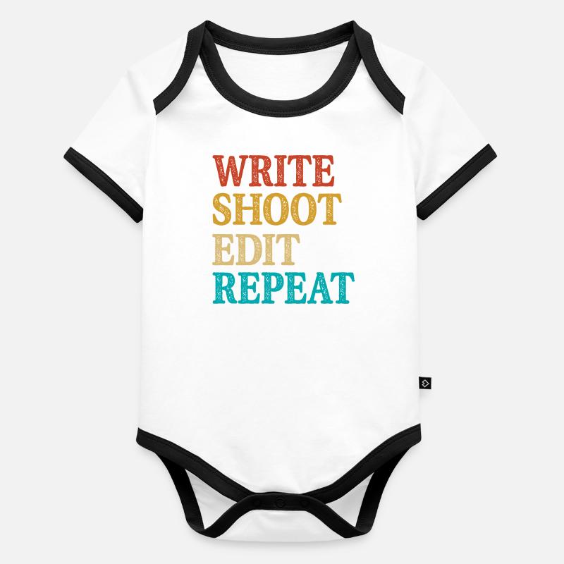 Write Shoot Edit Repeat Filmmaker Baby Bio-Kurzarm-Kontrastbody
